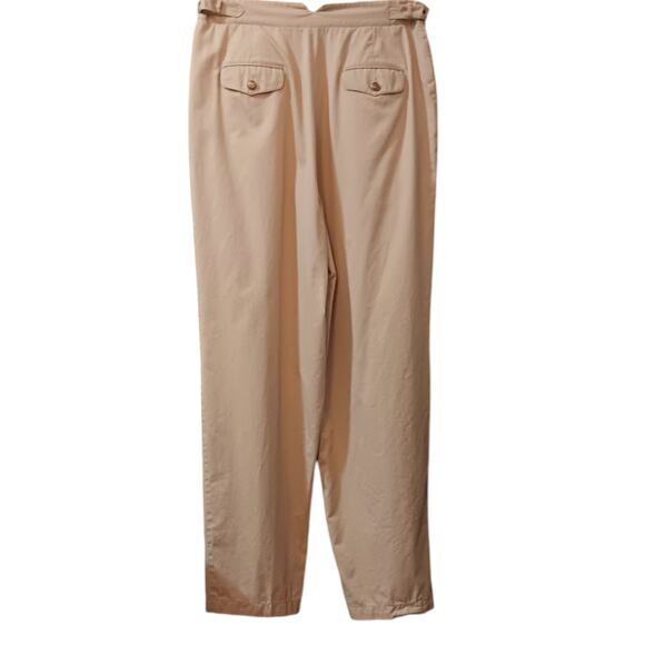 VINTAGE LIZSPORT Pleated Pants Trousers Khaki Tan Size LG Side Buckles High Rise - Picture 2 of 13